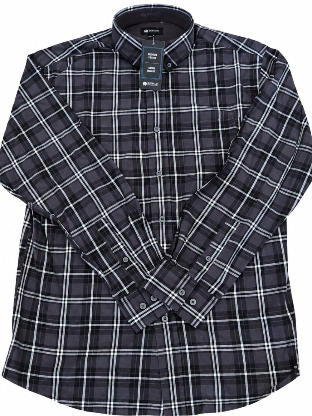 Haggar Men’s Brushed Cotton Plaid Button-Down Shirt